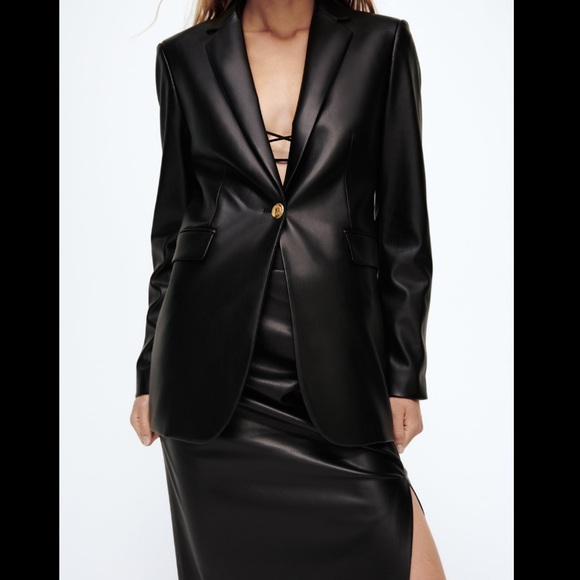 Faux Leather Blazer Size S NWT - Picture 3 of 7